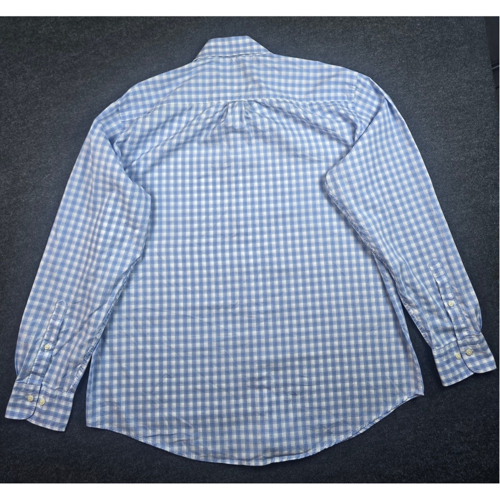 Peter Millar Mens Blue White Gingham Long Sleeve Button Down Dress Shirt Size XL - Picture 4 of 9